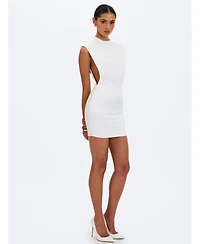 Miss Circle Women Vienna Satin Mock Neck Mini Dress
