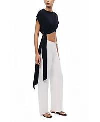 Nocturne Women's Asymmetric Tie-Front Crop Top