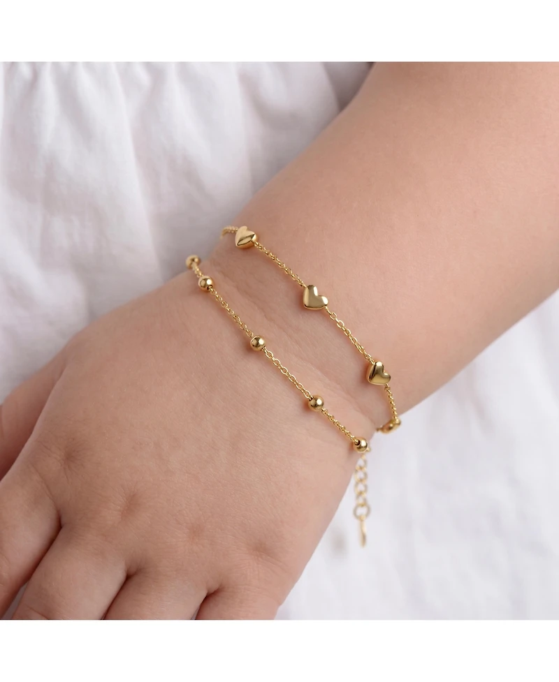 GiGiGirl 14K Gold Plated Station Bracelet 2-Piece Set