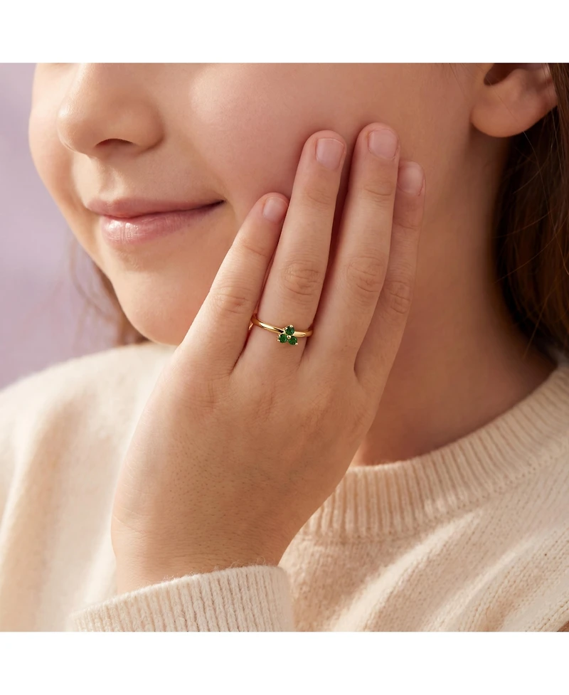 GiGiGirl 14k Gold Plated with Triple Green or Pink Cubic Zirconia Ring