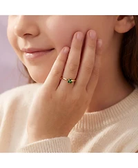 GiGiGirl 14k Gold Plated with Triple Green or Pink Cubic Zirconia Ring