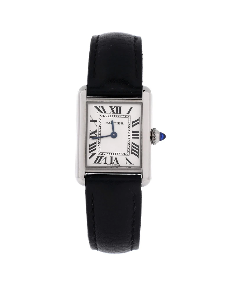 Pre-Owned Cartier Must de Cartier Tank Quartz Watch in Stainless Steel and Leather 22mm
