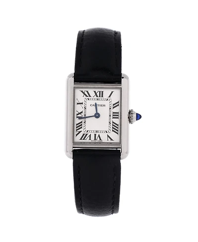 Pre-Owned Cartier Must de Cartier Tank Quartz Watch in Stainless Steel and Leather 22mm