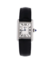 Pre-Owned Cartier Must de Cartier Tank Quartz Watch in Stainless Steel and Leather 22mm