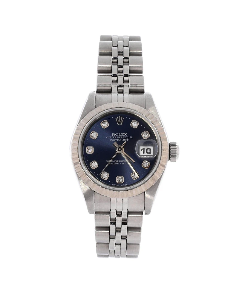 Pre-Owned Rolex Oyster Perpetual Datejust Automatic Watch in Stainless Steel and White Gold with Diamond Markers 26mm