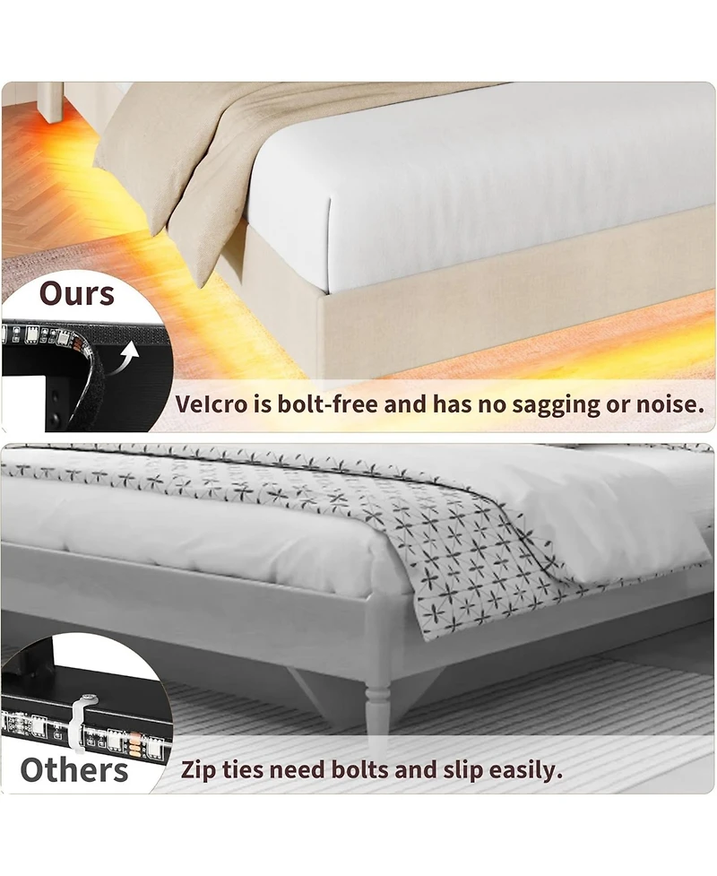 gaomon Floating Bed Frame with Led Lights and Charging Station