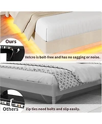 gaomon Floating Bed Frame with Led Lights and Charging Station