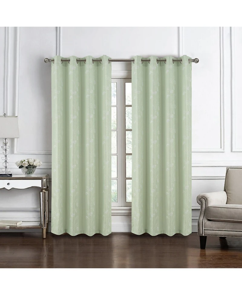 Rt Designers Collection 100 percentage Polyester 140 Gsm Reed Embroidered Grommet Curtain Panel