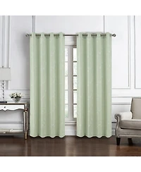 Rt Designers Collection 100 percentage Polyester 140 Gsm Reed Embroidered Grommet Curtain Panel