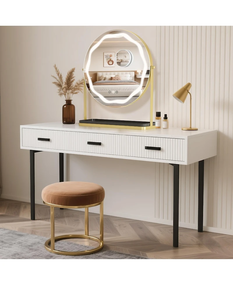 Homfan Led Vanity Mirror with Touch Control, Desktop Makeup Mirror for Bedroom or Bathroom