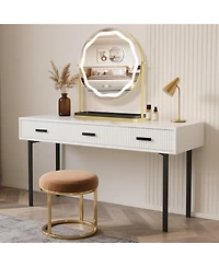 Homfan Led Vanity Mirror with Touch Control, Desktop Makeup Mirror for Bedroom or Bathroom