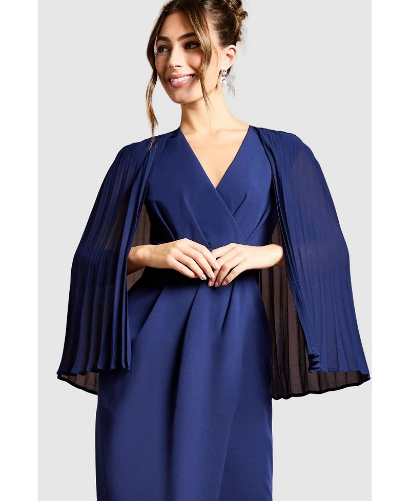 Coast Women's Pleated Cape Detail Crepe Pencil Dress