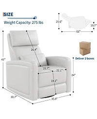 gaomon Manual Reclinder, 360degree(s) Swivel Rocking Glider Reclinder Chair, Soft Faux Leather Upholstered Sofa Chair