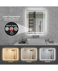 Rainsken 28"36" Led Bathroom Mirror, Anti-fog Vanity Mirror with Front-Lit and Back-Lit, Stepless Dimmable, Shatter-Proof Make Up Mirror