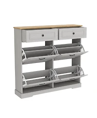 sumyeg Storage Cabinet with 2 Drawers Shoe 4 Flip-Drawers and Adjustable Shelf