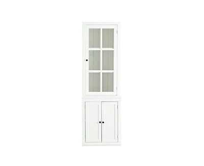 sumyeg 75.25" Tall Freestanding Pantry Cabinet with Glass Door & Lattice Window, Farmhouse Display Cabinets with Storage