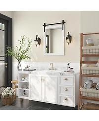 Lovmor Farmhouse 22 Inches W x 30 Inches H Rectangle Framed Wall Bathroom Vanity Mirror Accent Mirror