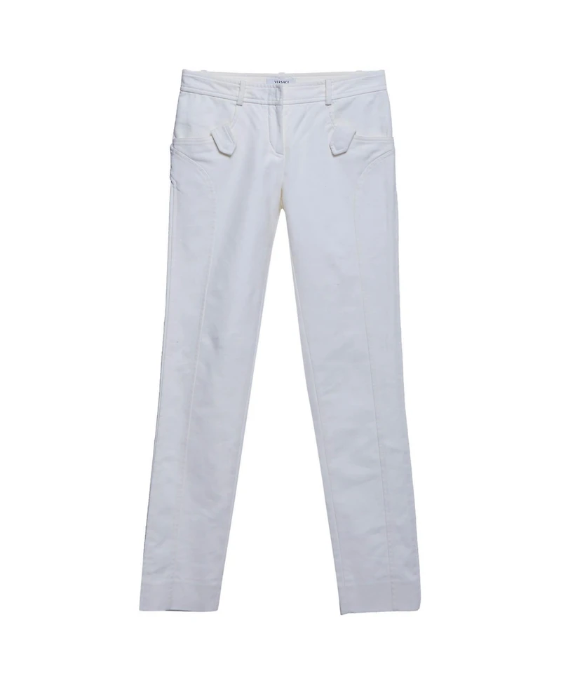 Pre-Owned Versace Women's Cotton Blend Straight Fit Pants
