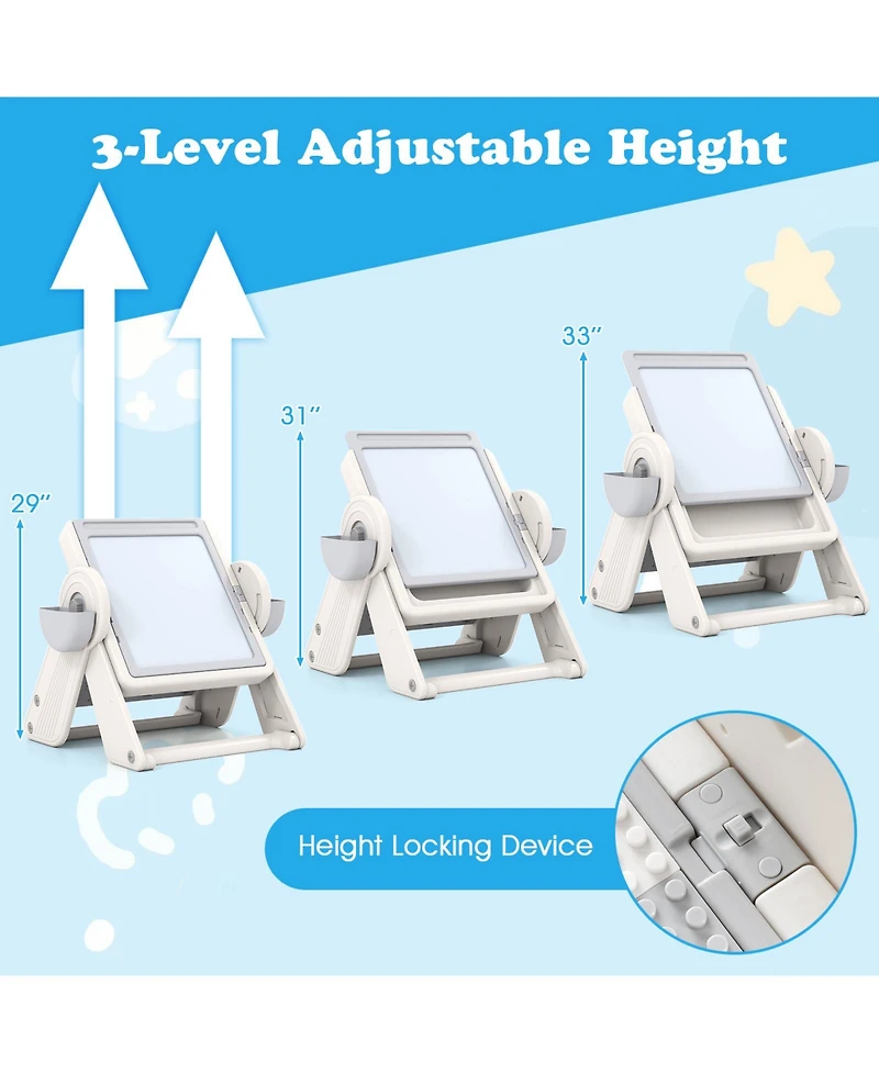Slickblue 6 1 Children Table and Chair Set with Folding Art Easel