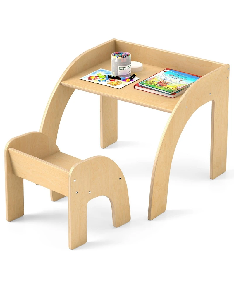 Slickblue Children Desk Chair Set with Drawer and Storage Hutch