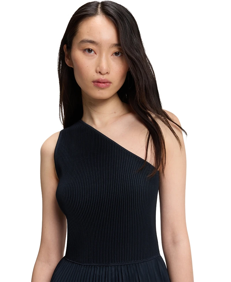 Boss by Hugo Women's Skirt Rib-Knit One-Shoulder Dress