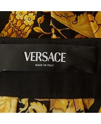 Pre-Owned Versace Women's Black Barocco Print Silk Pleated Mini Skirt