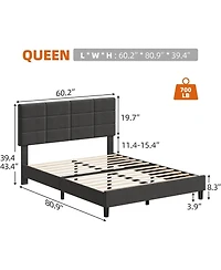 gaomon Linen Platform Bed with Headboard, 700 lb Support.
