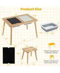 Slickblue Kids Wooden Activity Table with Foldable Storage Bins Set