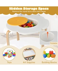 Slickblue Flower Shape Children Play Table Set with Chairs and Stools Wood