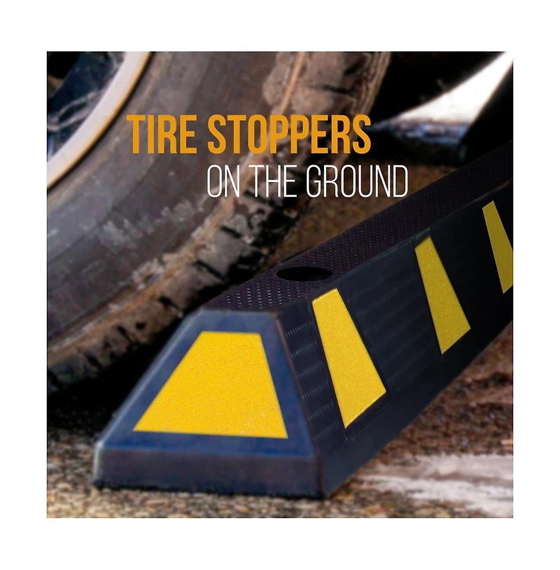 Pyle Vehicle & Car Tire Stop, Heavy-Duty Rubber Block
