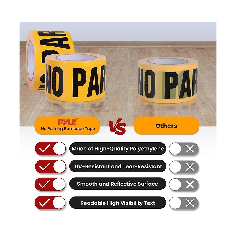 Pyle 200m Waterproof Caution Tape Set - 4 Pieces