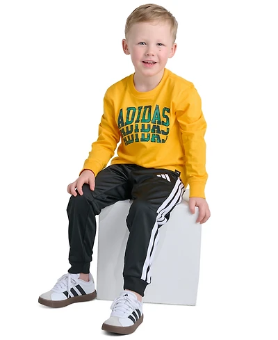 adidas Boys' 2T-7 Camo Graphic Long-Sleeve T-Shirt and Pants, 2-Piece Set