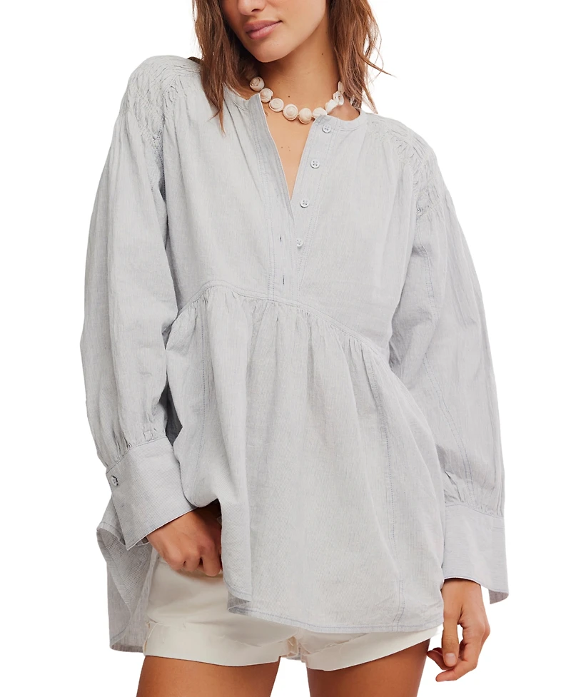 Free People Women's Alana Long-Sleeve Front Button Tunic Top