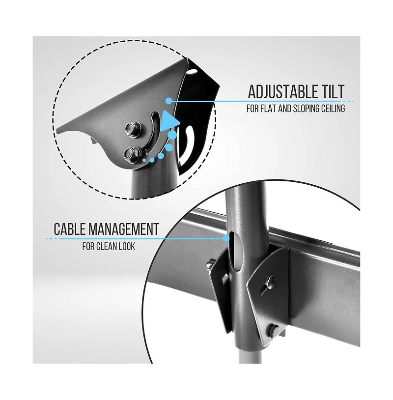 Pyle Ceiling Tv Mount Bracket, Adjustable Height & Tilt, 37''-70'' TVs