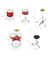 Best Choice Products 5-Piece Kids Beginner Junior Drum Set, Percussion Instrument Starter Kit with Stool