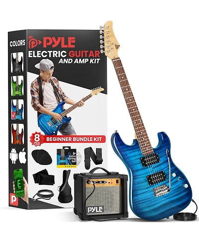Pyle 6-String Electric Guitar Kit- Includes Amplifier with Accessory Kit