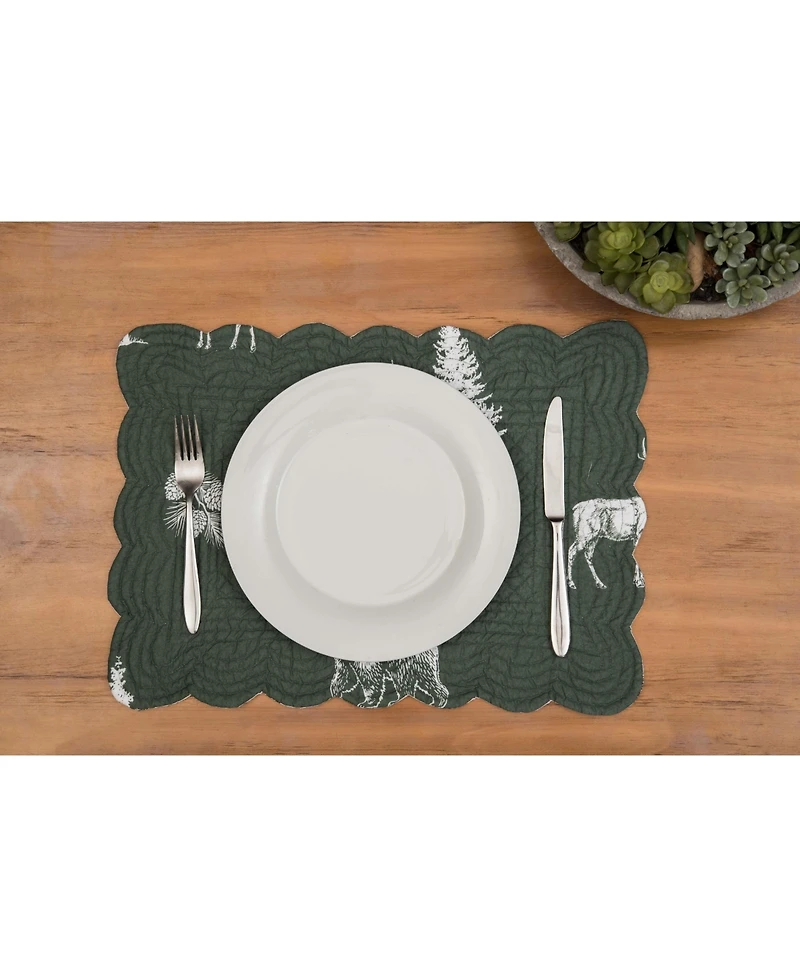 C&F Home Fernwood Forest 100% Cotton Scalloped Set of 6 Placemats 13" x 19