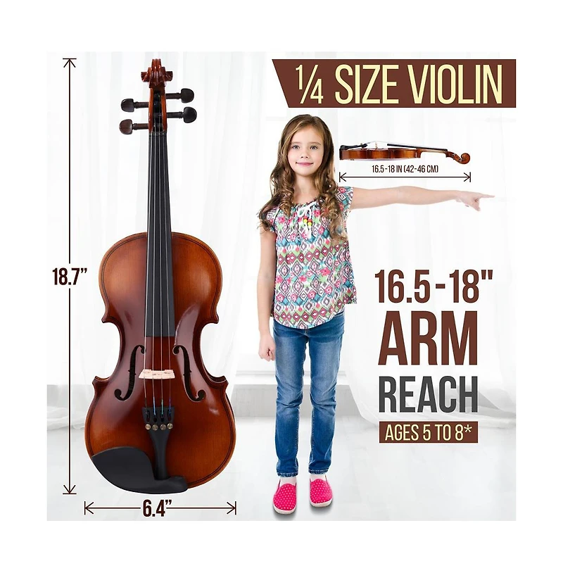 Pyle 4/4 Student Violin Kit - Plywood Violin with Tuner, Extra Strings, Shoulder Rest, and Case (PGVILN14)