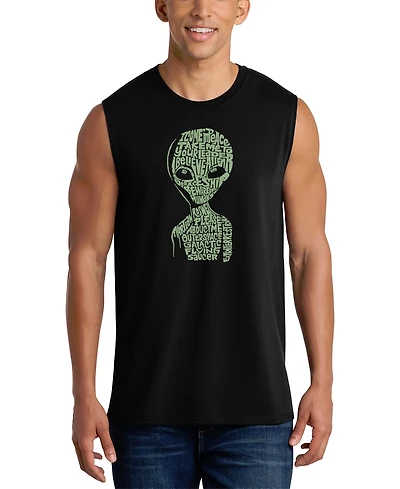 La Pop Art Men's Alien Head Word Graphic Tank Top