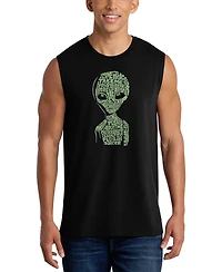 La Pop Art Men's Alien Head Word Graphic Tank Top