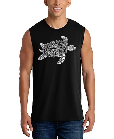 La Pop Art Men's Sea Turtle Word Graphic Tank Top