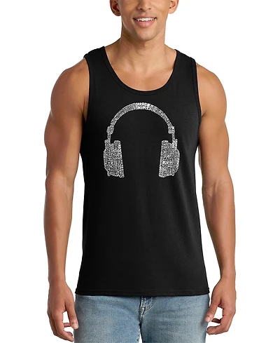 La Pop Art Men's Headphone Word Tank Top