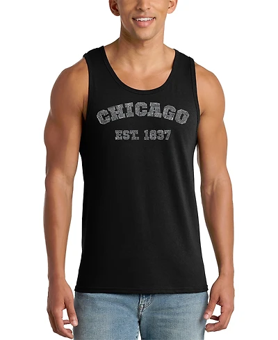 La Pop Art Men's Chicago Est 1837 Vintage Typography Graphic Tank Top