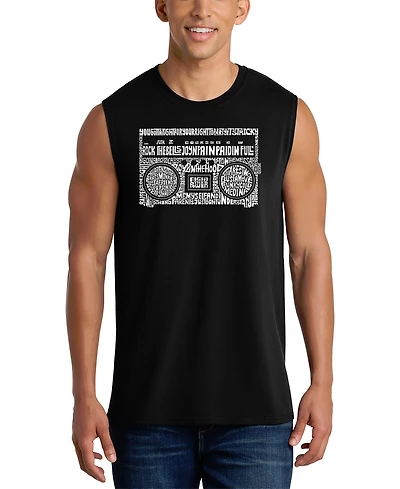 La Pop Art Men's Vintage Boombox Typography Graphic Tank Top