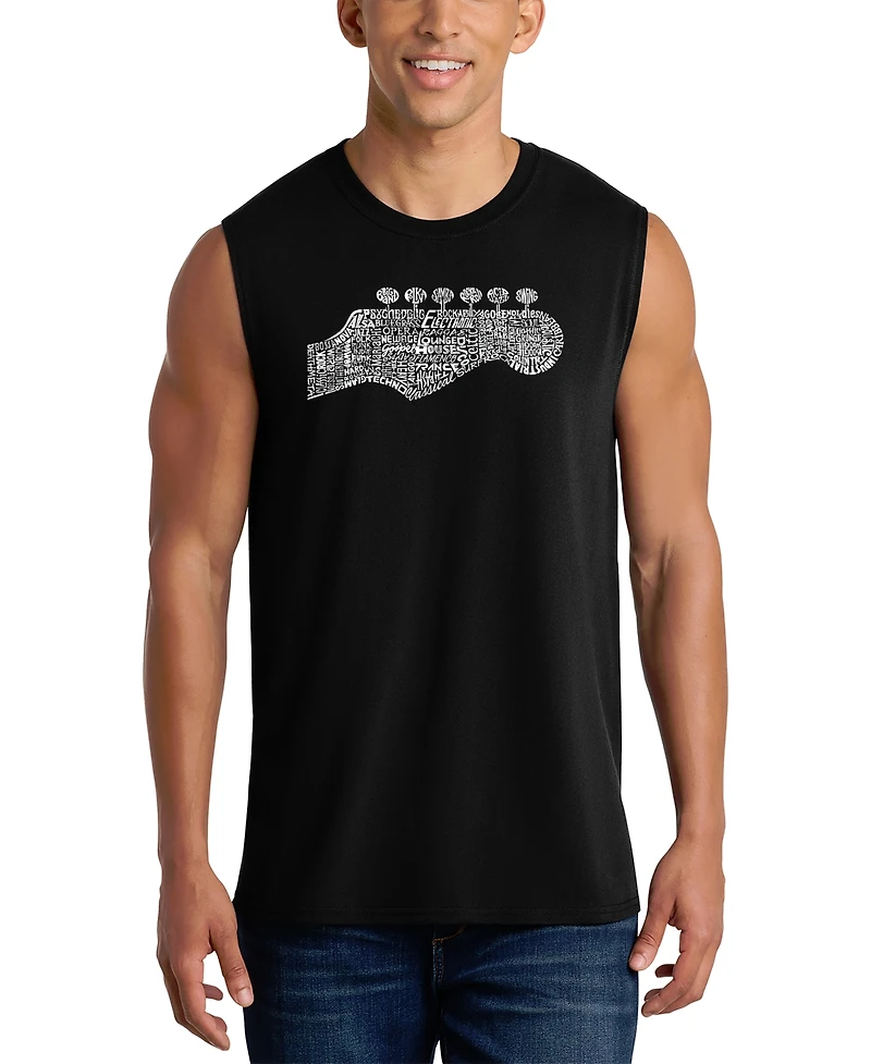 La Pop Art Men's Electric Guitar Typography Design Tank Top