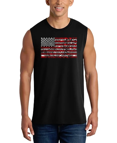 La Pop Art Men's American Flag Fireworks Tank Top