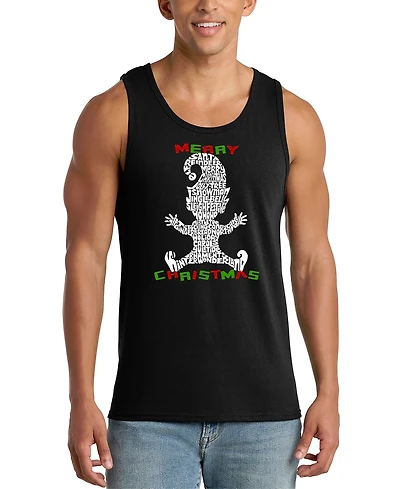 La Pop Art Men's Gingerbread Man Merry Christmas Word Graphic Tank Top