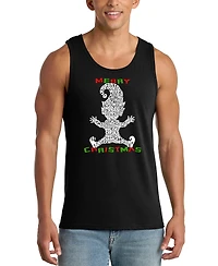 La Pop Art Men's Gingerbread Man Merry Christmas Word Graphic Tank Top