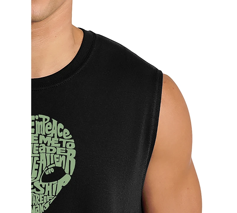 La Pop Art Men's Alien Head Word Graphic Tank Top