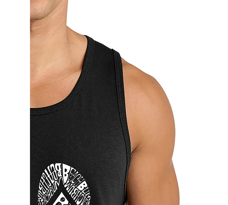 La Pop Art Men's Flip Flops Beach Bum Word Graphic Tank Top
